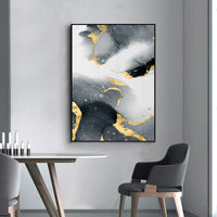 HKM-930963 Black Marble Canvas Wall Art - Modern Decorative Painting - Multiple Sizes Available