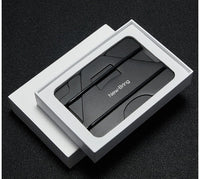 HKM-931219 Aviation Aluminum Short Wallet with Silicone Lining - Plain Design, Compact and Lightweight (6.4 cm x 9.8 cm)