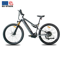 HKM-931283 1000W Full Suspension 29 Inch Electric Mountain Bike with 27 Speed Gears, Hydraulic Disc Brakes, and 60-70 Nm Torque