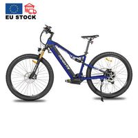 HKM-931283 1000W Full Suspension 29 Inch Electric Mountain Bike with 27 Speed Gears, Hydraulic Disc Brakes, and 60-70 Nm Torque