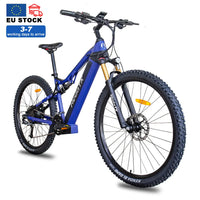 HKM-931283 1000W Full Suspension 29 Inch Electric Mountain Bike with 27 Speed Gears, Hydraulic Disc Brakes, and 60-70 Nm Torque