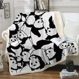 HKM-931283 Panda Series Cartoon Flannel Coral Fleece Blanket - Soft Cotton Quilted Design