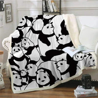 HKM-931283 Panda Series Cartoon Flannel Coral Fleece Blanket - Soft Cotton Quilted Design