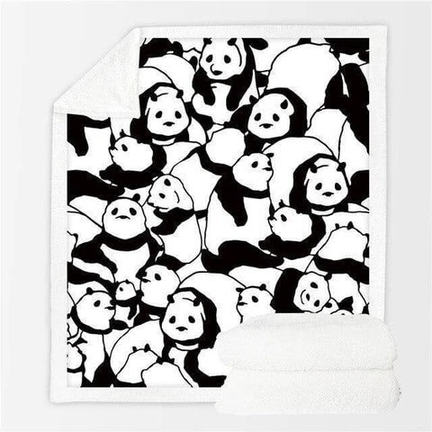 HKM-931283 Panda Series Cartoon Flannel Coral Fleece Blanket - Soft Cotton Quilted Design