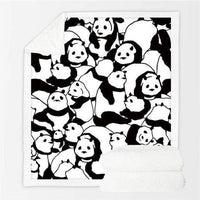HKM-931283 Panda Series Cartoon Flannel Coral Fleece Blanket - Soft Cotton Quilted Design