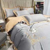 HKM-931283 Pure Cotton Embroidered Bedding Set, 4-Piece Collection, Various Colors and Sizes Available