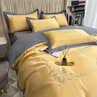 HKM-931283 Pure Cotton Embroidered Bedding Set, 4-Piece Collection, Various Colors and Sizes Available