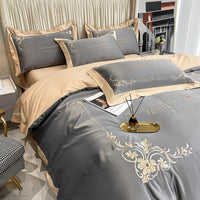 HKM-931283 Pure Cotton Embroidered Bedding Set, 4-Piece Collection, Various Colors and Sizes Available