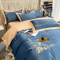 HKM-931283 Pure Cotton Embroidered Bedding Set, 4-Piece Collection, Various Colors and Sizes Available