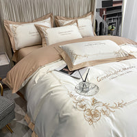 HKM-931283 Pure Cotton Embroidered Bedding Set, 4-Piece Collection, Various Colors and Sizes Available