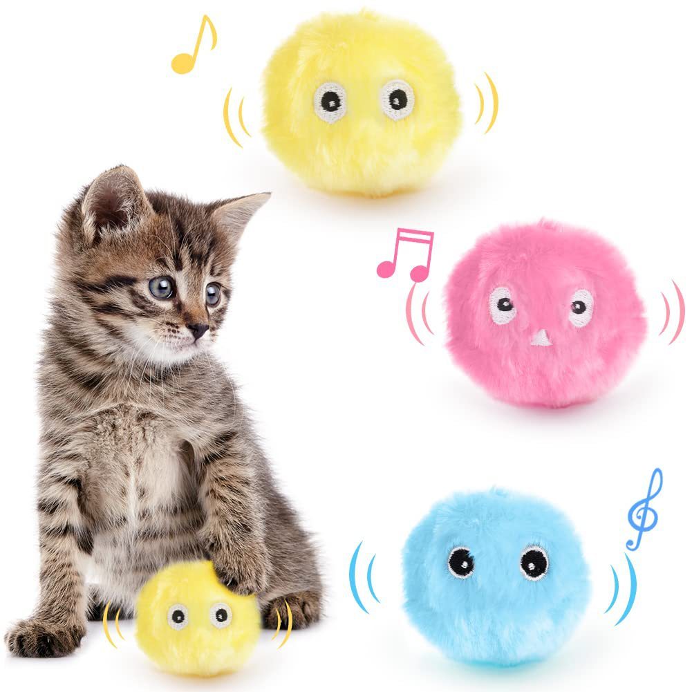HKM-931411 Interactive Ball Smart Cat Toys, Plush Electric Catnip Training Toy, Kitten Touch Sounding Pet Product, Squeak Toy