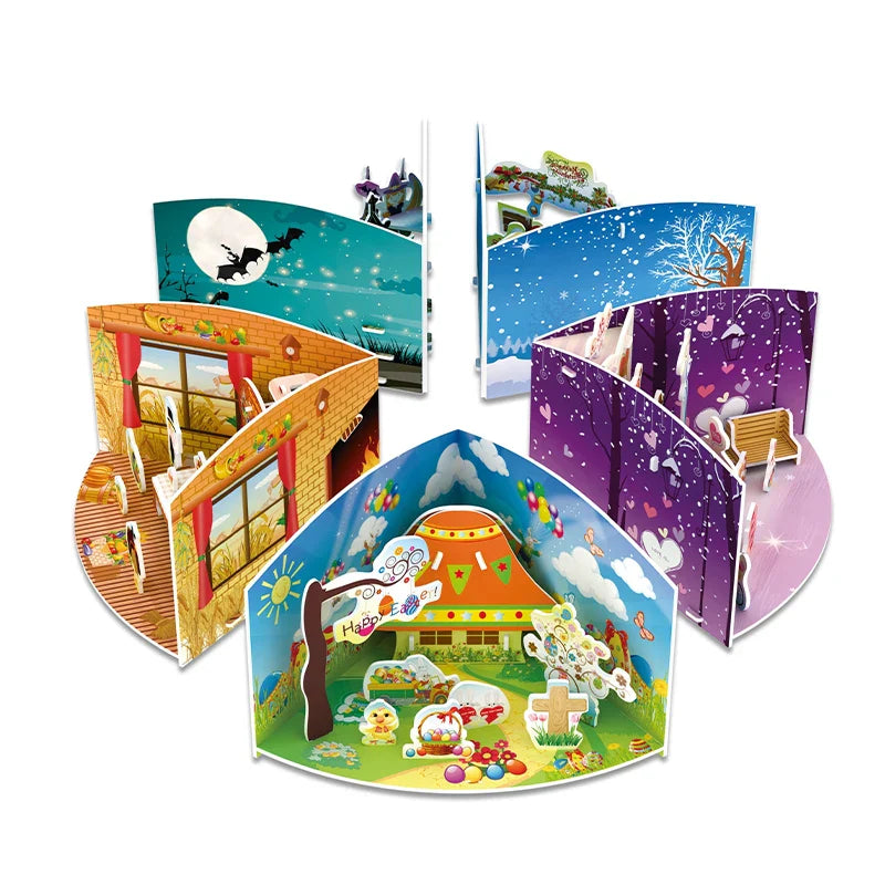 HKM-931539 3D Educational Cardboard Animal Puzzle for Children 2-4 Years, DIY Building Blocks, 51-100 Pieces