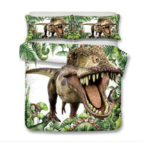 HKM-931795 Cartoon Dinosaur Themed Bedding Quilt Set with Duvet Cover and Pillowcases, Multiple Sizes Available
