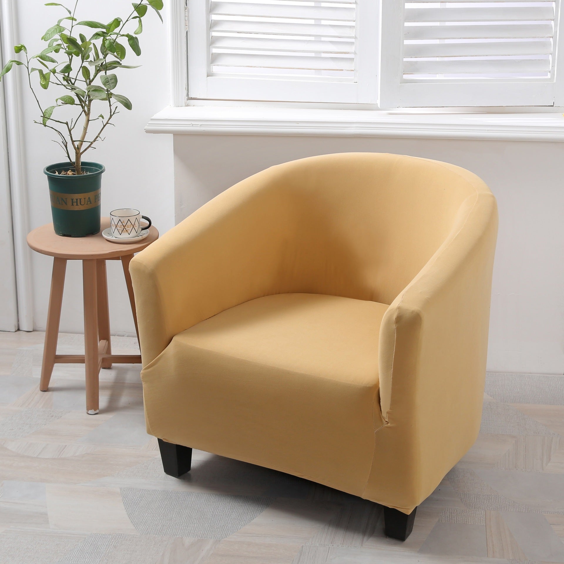 KTX-931859 Universal Small Semicircle Sofa Cover in Striped Design – Modern Polyester Dust Cover – 65x90cm