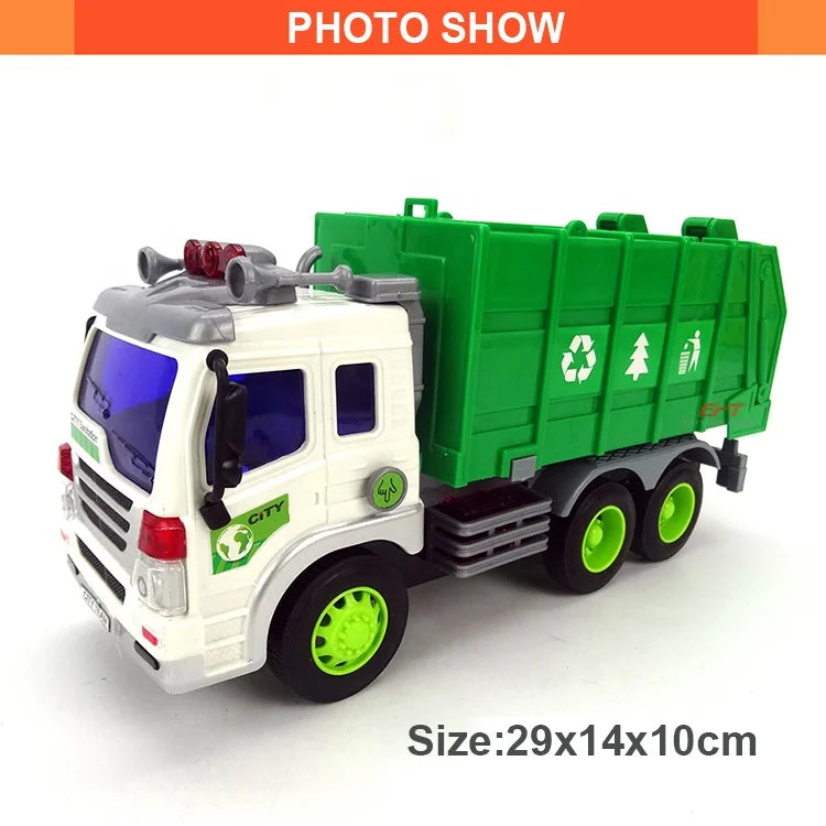 HKM-931923 Friction-Operated 1:16 Scale Garbage Truck Toy for Kids Ages 2-13