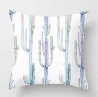 HKM-932179 Watercolor Cactus Flowers Green Succulents Cushion Cover, 45cm x 45cm, Durable Chemical Fiber, Easy Clean with Zipper