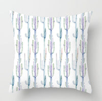 HKM-932179 Watercolor Cactus Flowers Green Succulents Cushion Cover, 45cm x 45cm, Durable Chemical Fiber, Easy Clean with Zipper