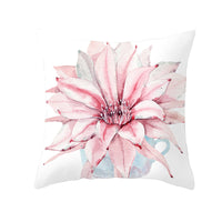 HKM-932179 Watercolor Cactus Flowers Green Succulents Cushion Cover, 45cm x 45cm, Durable Chemical Fiber, Easy Clean with Zipper