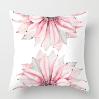 HKM-932179 Watercolor Cactus Flowers Green Succulents Cushion Cover, 45cm x 45cm, Durable Chemical Fiber, Easy Clean with Zipper