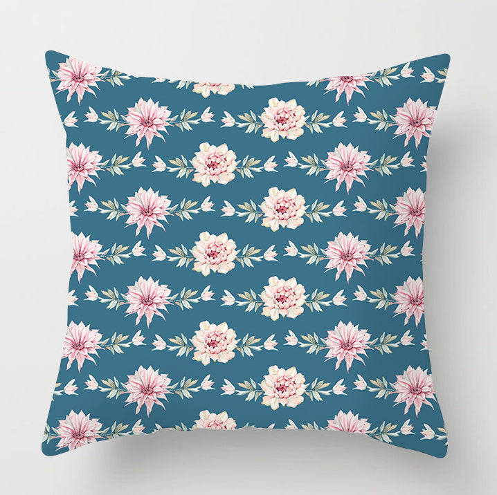 HKM-932179 Watercolor Cactus Flowers Green Succulents Cushion Cover, 45cm x 45cm, Durable Chemical Fiber, Easy Clean with Zipper