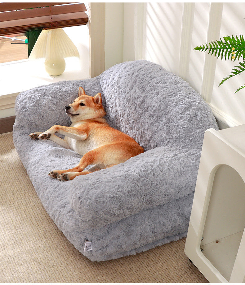 HKM-932243 Cozy All-Season Plush Pet Sofa Bed for Dogs and Cats - Durable, Non-Slip Design