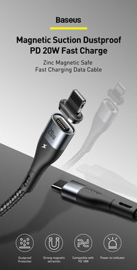 HKM-932499 Magnetic Fast Charging Data Cable for iPhone 12, Type-C, Micro USB - 1m Length, Zinc Construction