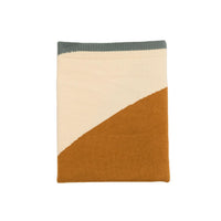 HKM-932883 Geometric Knitted Quilt Blanket for All Seasons - Bean Paste Powder & Sea Blue