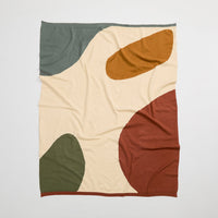 HKM-932883 Geometric Knitted Quilt Blanket for All Seasons - Bean Paste Powder & Sea Blue