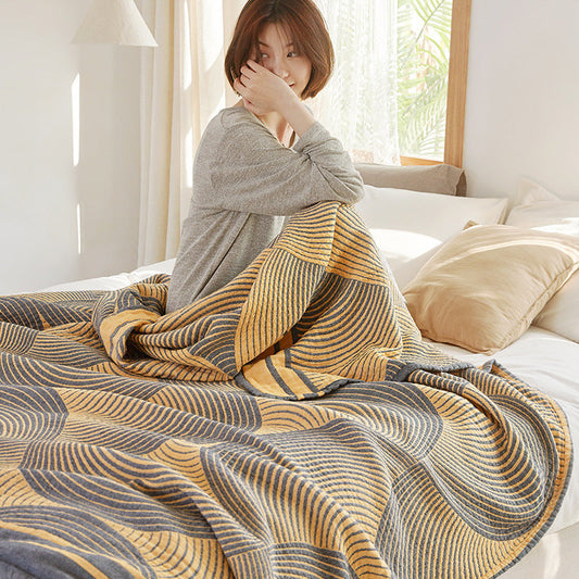 HKM-932947 Cotton Striped Summer Quilt Nap Blanket - Available in Multiple Sizes and Colors