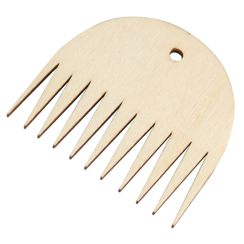 HKM-932947 Wooden Tapestry Weaving Serrated Comb Tool - Beech, 7.6cm Length