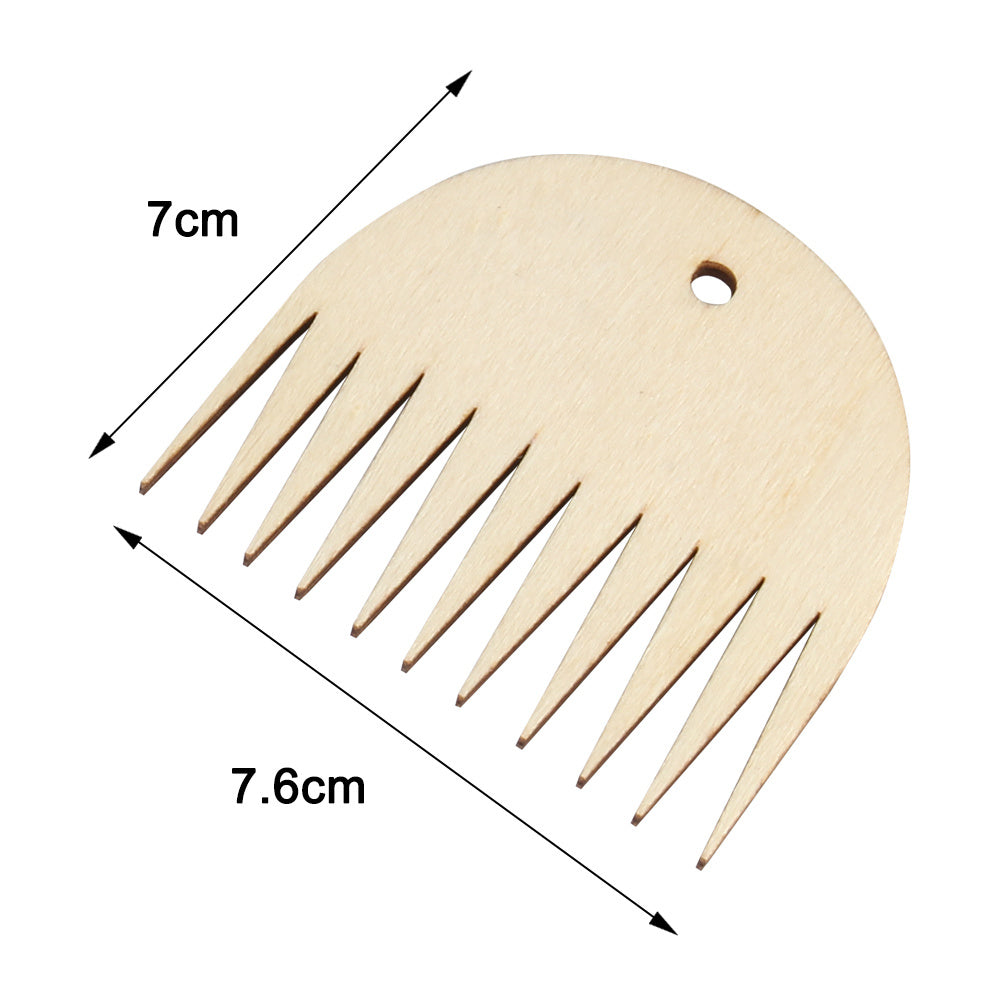 HKM-932947 Wooden Tapestry Weaving Serrated Comb Tool - Beech, 7.6cm Length