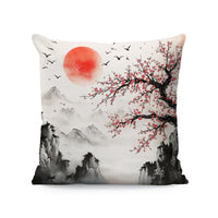 HKM-933011 Nordic Style Ink-Painting Plum Blossom Yellow Flower Cushion Cover 45x45cm