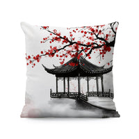 HKM-933011 Nordic Style Ink-Painting Plum Blossom Yellow Flower Cushion Cover 45x45cm