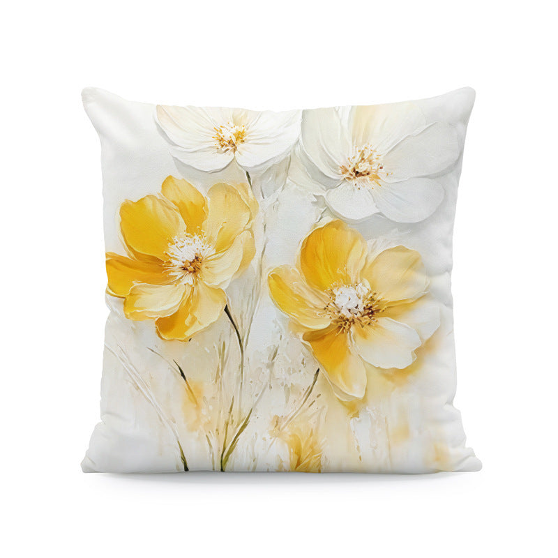 HKM-933011 Nordic Style Ink-Painting Plum Blossom Yellow Flower Cushion Cover 45x45cm