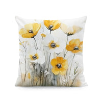 HKM-933011 Nordic Style Ink-Painting Plum Blossom Yellow Flower Cushion Cover 45x45cm