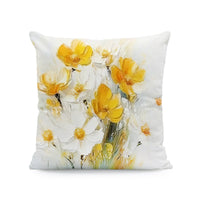 HKM-933011 Nordic Style Ink-Painting Plum Blossom Yellow Flower Cushion Cover 45x45cm