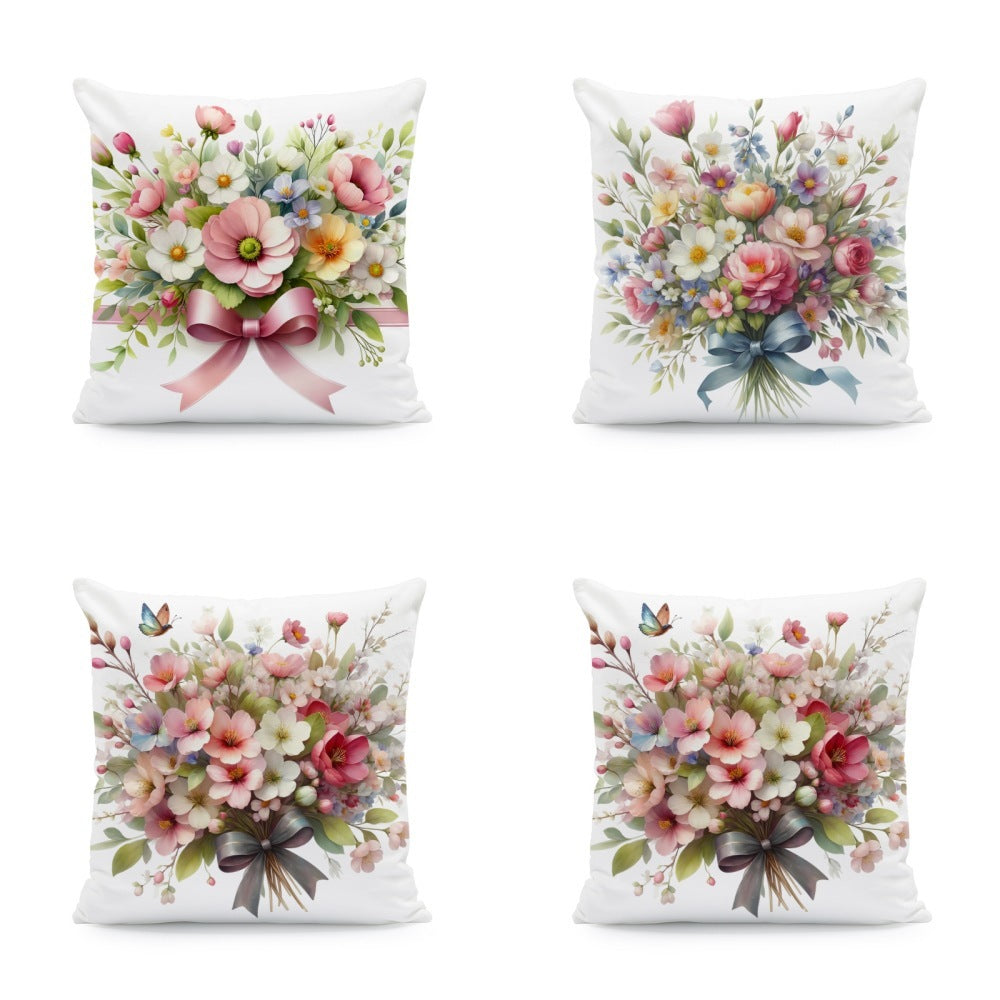 HKM-933011 Nordic Style Ink-Painting Plum Blossom Yellow Flower Cushion Cover 45x45cm
