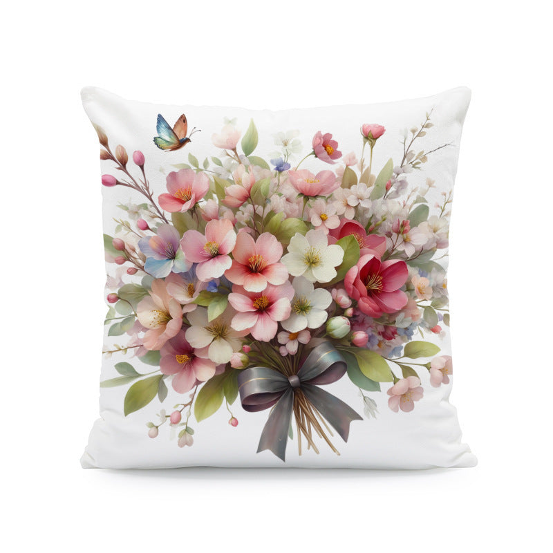 HKM-933011 Nordic Style Ink-Painting Plum Blossom Yellow Flower Cushion Cover 45x45cm