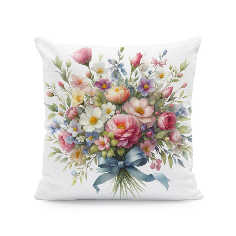 HKM-933011 Nordic Style Ink-Painting Plum Blossom Yellow Flower Cushion Cover 45x45cm