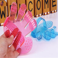 HKM-933203 Five Finger Pet Bath Brush - Eco-Friendly PVC, Pink/Blue, 11x12cm