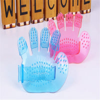 HKM-933203 Five Finger Pet Bath Brush - Eco-Friendly PVC, Pink/Blue, 11x12cm