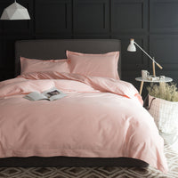 HKM-933267 Luxury Cotton Four-Piece Bedding Set with Embroidered Design and Double Strand Weave