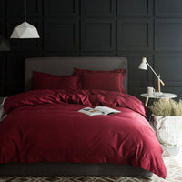 HKM-933267 Luxury Cotton Four-Piece Bedding Set with Embroidered Design and Double Strand Weave
