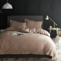 HKM-933267 Luxury Cotton Four-Piece Bedding Set with Embroidered Design and Double Strand Weave