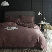 HKM-933267 Luxury Cotton Four-Piece Bedding Set with Embroidered Design and Double Strand Weave