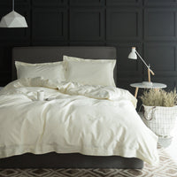 HKM-933267 Luxury Cotton Four-Piece Bedding Set with Embroidered Design and Double Strand Weave
