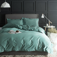 HKM-933267 Luxury Cotton Four-Piece Bedding Set with Embroidered Design and Double Strand Weave