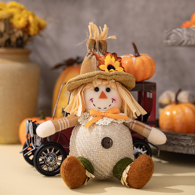 HKM-933395 Harvest Season Scarecrow Pendant for Thanksgiving Decorations - Polyester Cloth Ornament