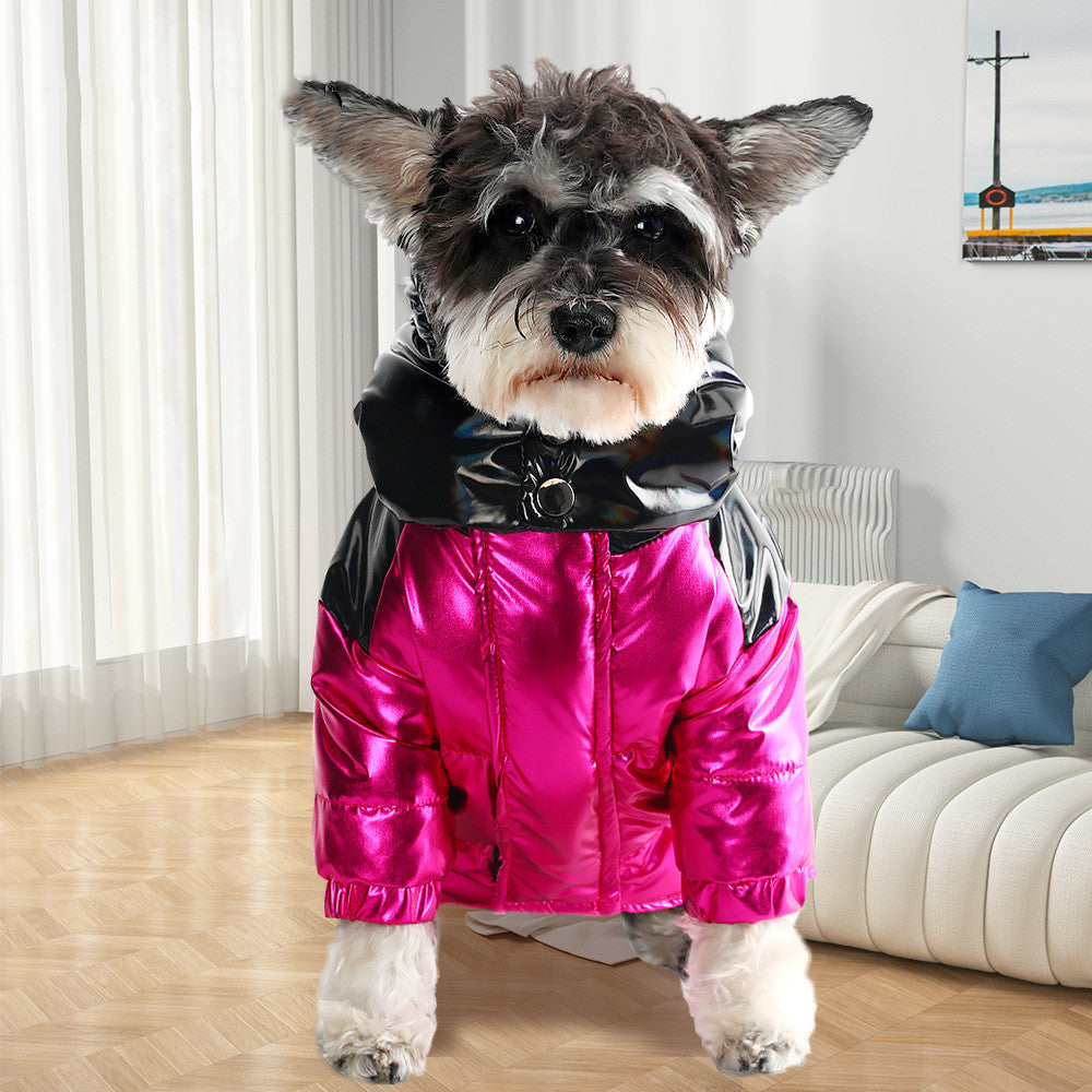 HKM-933523 Warm Velvet Eiderdown Dog Jacket in Red and Black - Available in 5 Sizes