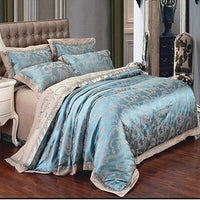 HKM-933587 European Four Piece Satin Jacquard Bedding Set - Pure Cotton Sheet and Quilt Cover for 1.5m to 2.0m Beds